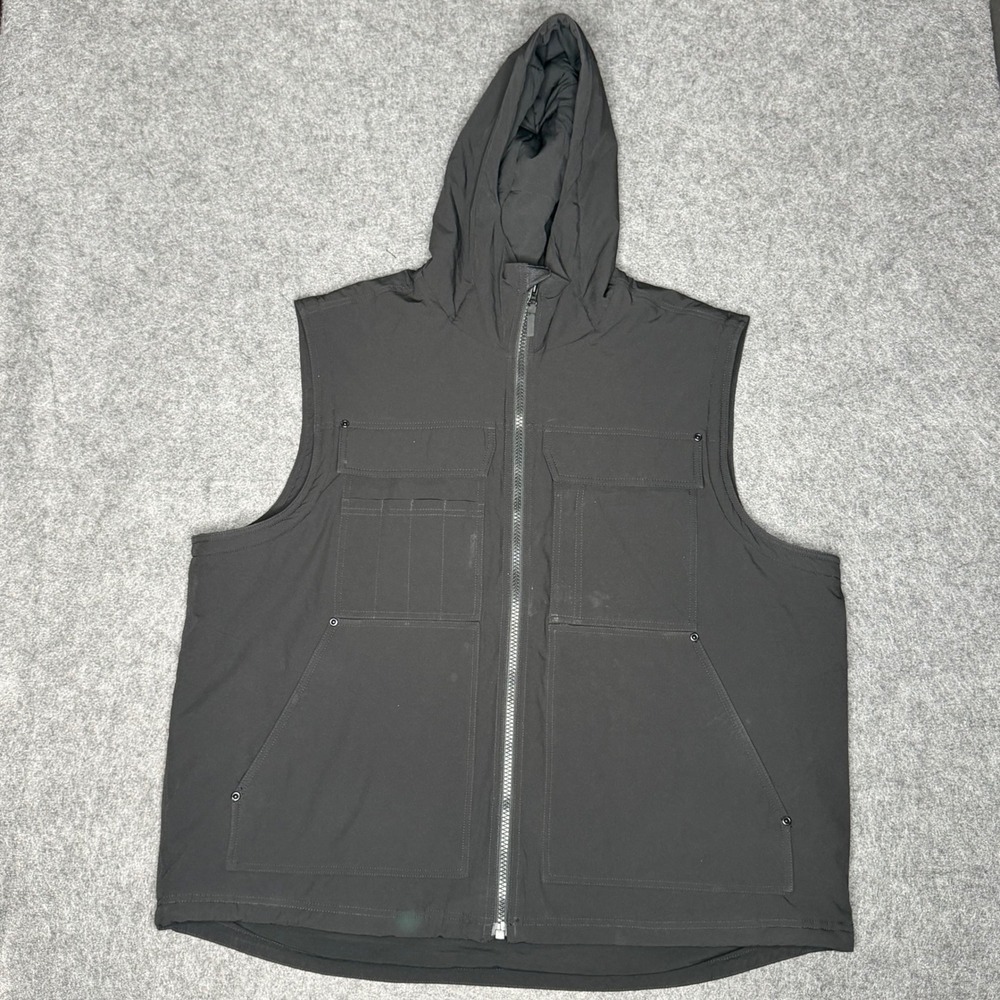 Duluth Trading Co Mens 2XL Black Thermore Insulated Hooded Utility Vest‎ Jacket